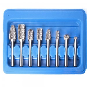 8 PCS Double Cut 1/4″ Shank Carbide Rotary Burr Cutter Set For Wood or Steel