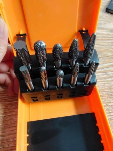 10pcs 1/4inch 6mm Shank Diameter Tungsten Crabide Rotary Burr Bits Set with Plastic Box