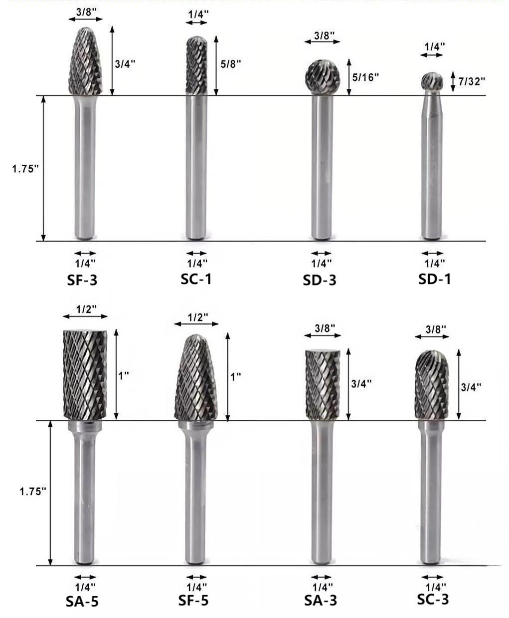 8 pcs 6mm Diameter Shank Carbide Best Die Grinder Bits For Metal 1